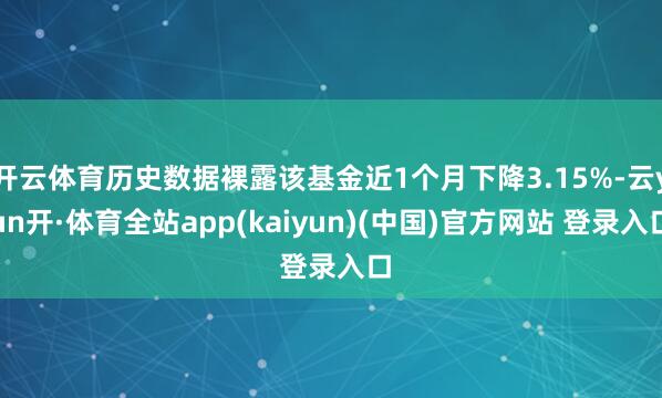 开云体育历史数据裸露该基金近1个月下降3.15%-云yun开·体育全站app(kaiyun)(中国)官方网站 登录入口